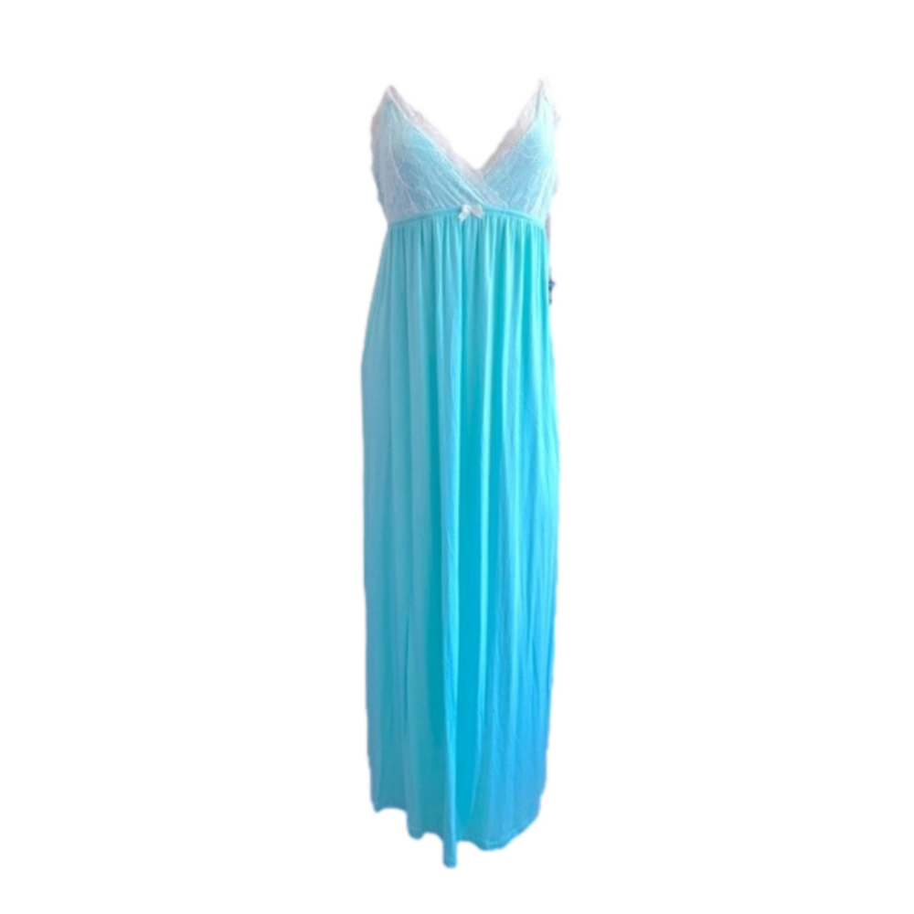 Cynthia Rowley MED NWT Maxi lace top turquoise nightgown